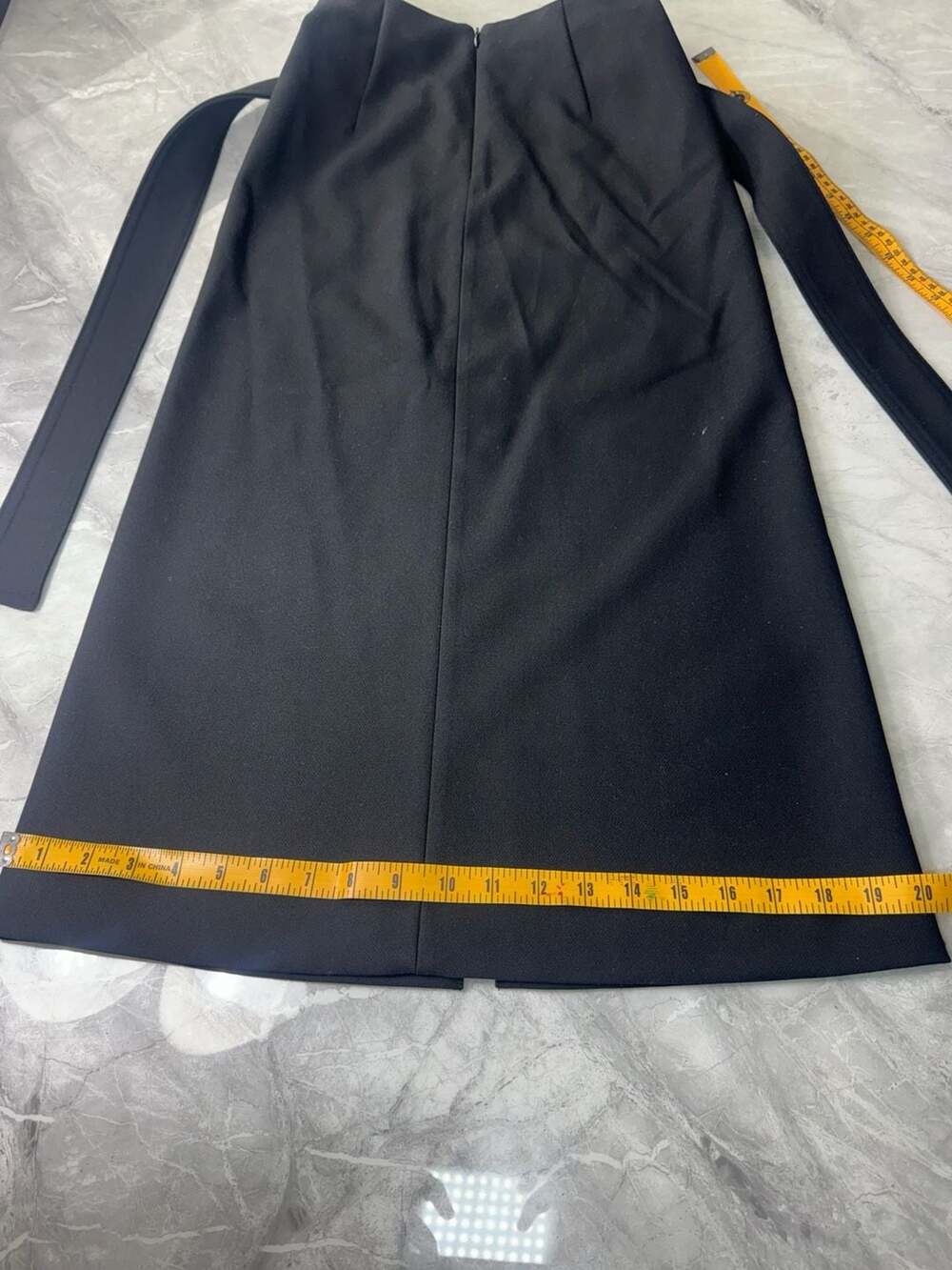 Mango MNG Black Belted Midi‎ Pencil Skirt with Back Slit Size XXS - Picture 5 of 13